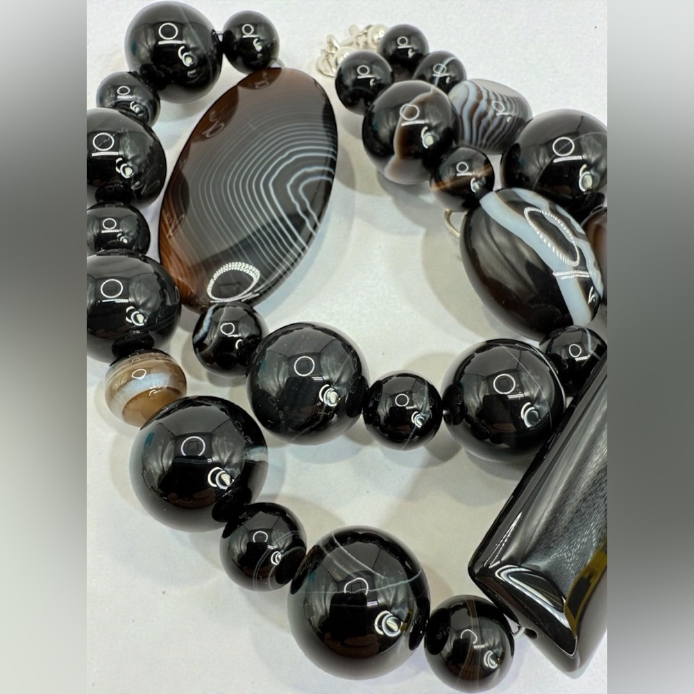 Jay King Mine Finds South African Lace Agate Sterling Silver Necklace 109g 18-20 - Picture 12 of 17